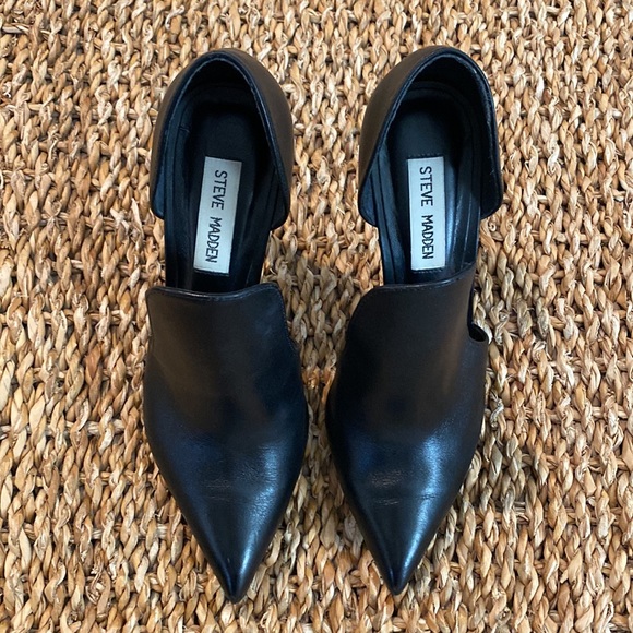 Steve Madden Dolly Black Leather Pumps 6.5 - Picture 4 of 8